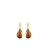 Ormé Earrings - Gold Gilded with Camel Leather