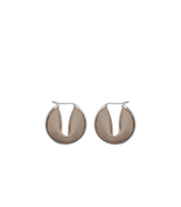 Ormé Hoop Earrings - Silver in rhodium with Taupe Leather