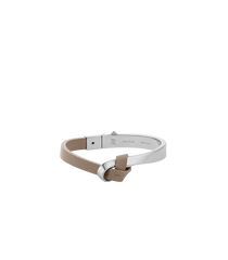 Ormé Bangle - Silver in rhodium with Taupe Leather