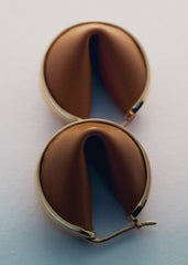 Ormé Hoop Earrings - Gold Gilded with Camel Leather