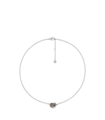 Ormé Necklace - Silver in rhodium with Taupe Leather