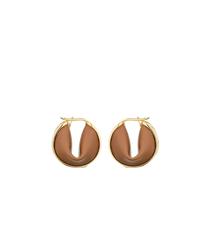 Ormé Hoop Earrings - Gold Gilded with Camel Leather