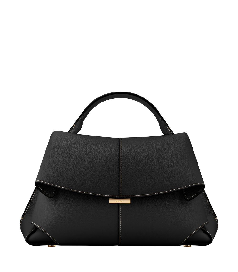 Mokki - Textured Black with Ecru Stitching